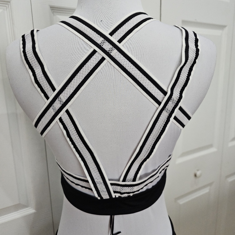 Dolls Kill Trickz N Treatz Black & White Witchy Coven Cheerleader Costume Set M - Picture 5 of 7